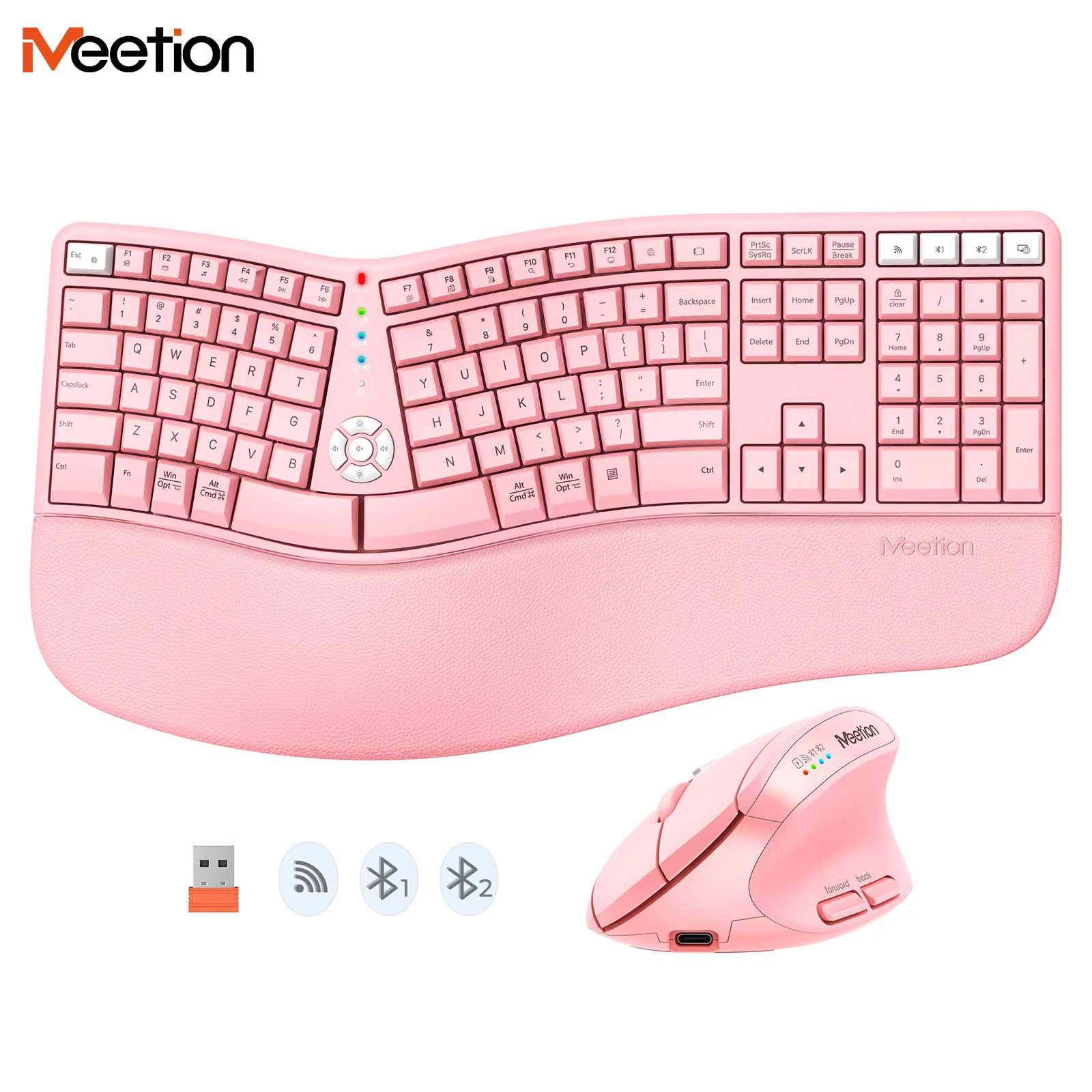 

MEETION DirectorC2 Wireless Bluetooth Mouse Kit 2.4g Dual Mode Wireless Bluetooth with Grip Tray Ergonomic Keyboard Mouse Office