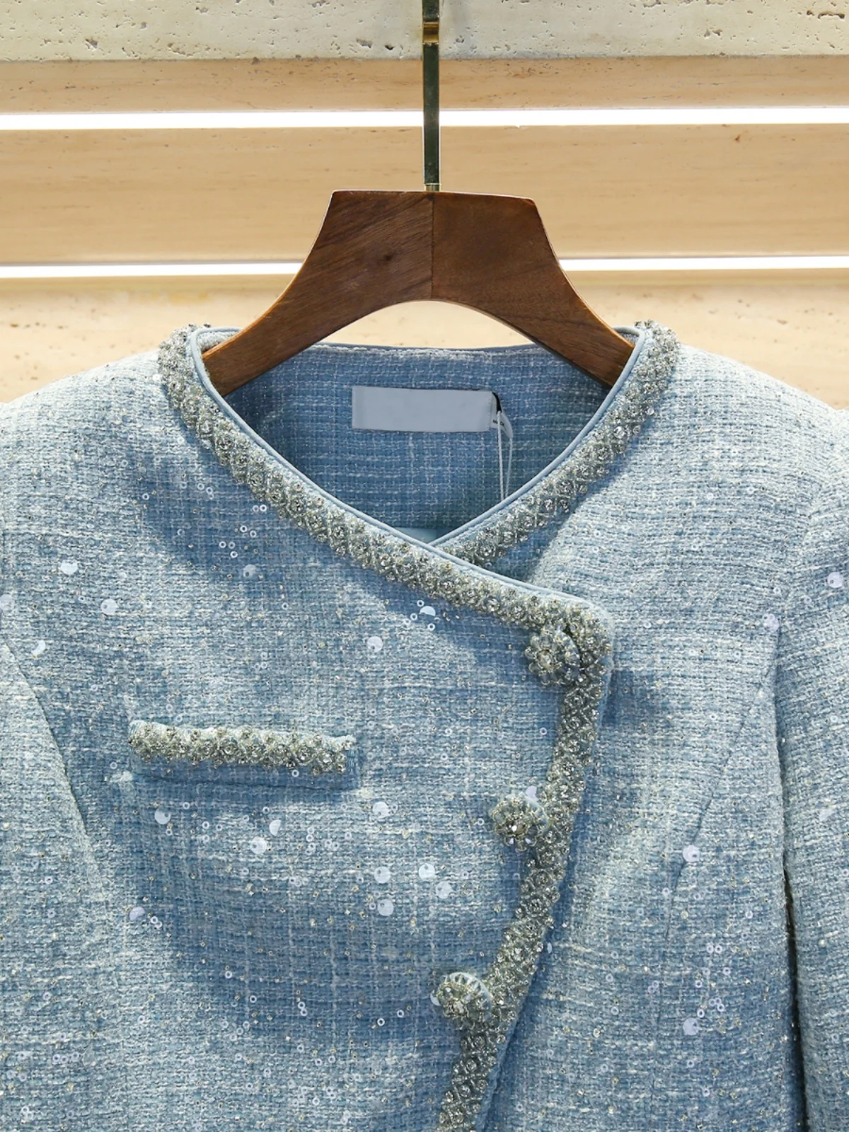 

SP Home New Sle ort Heavy Work Sequin Diamond Embellied Открытый кардиган Пальто для женщин Ele Chic круглый Ne Design