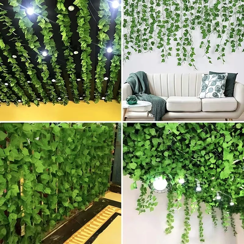 12PCS 2M Artificial Vine Plants - Lifelike Faux Greenery for Home Decor, Wedding Backdrops, Party Styling & Wall Hanging
