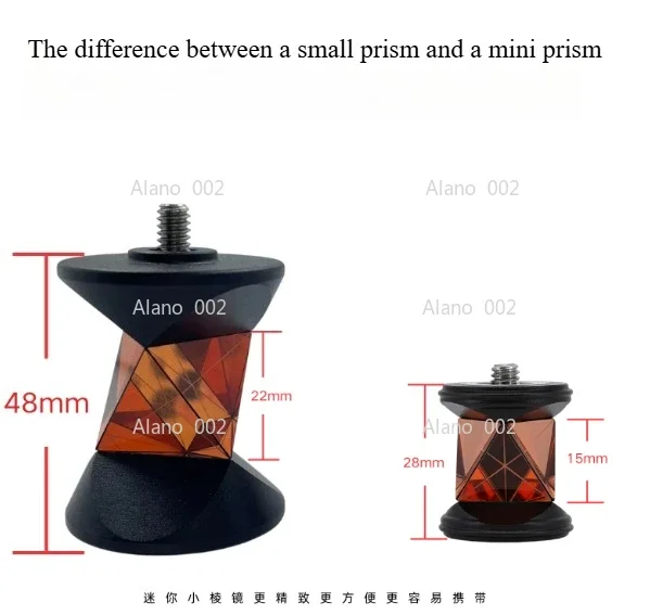 New Mini 360 Degree Prism for Leica Total Station Replace GRZ101 Mini Prism Survey + 4 Poles With Soft Bag + A Bubble