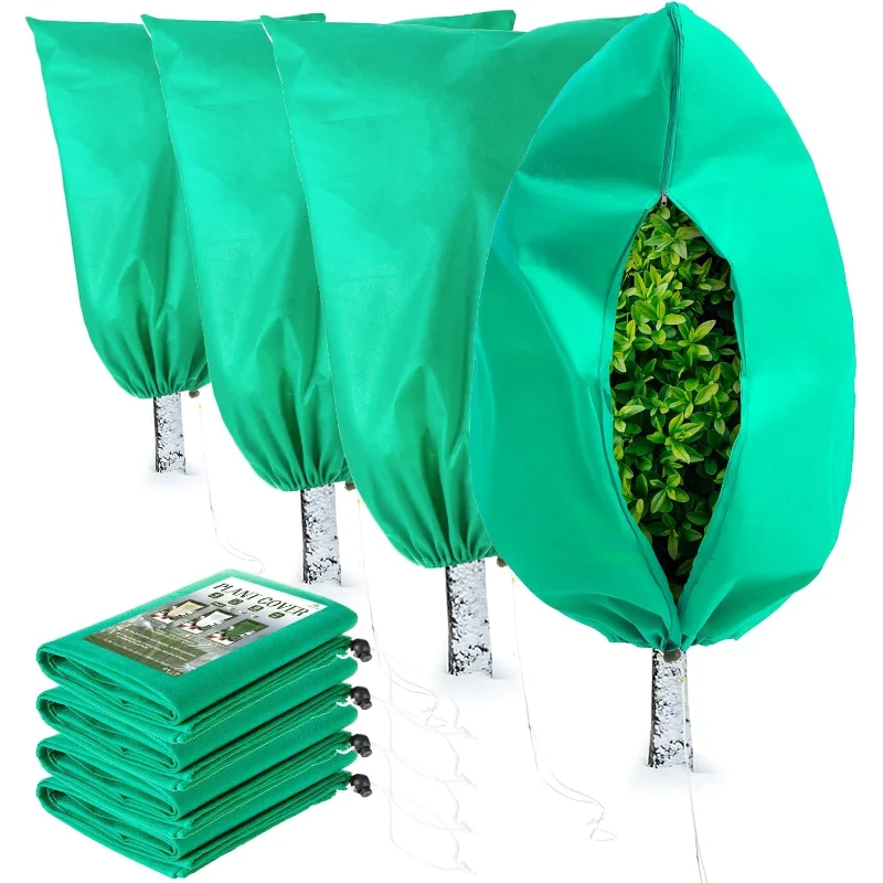 

Чехлы для растений Защита от замерзания, упаковка из 4 шт. с застежкой-молнией Сумки для защиты растений на открытом воздухе Зима Мороз Холодная погода