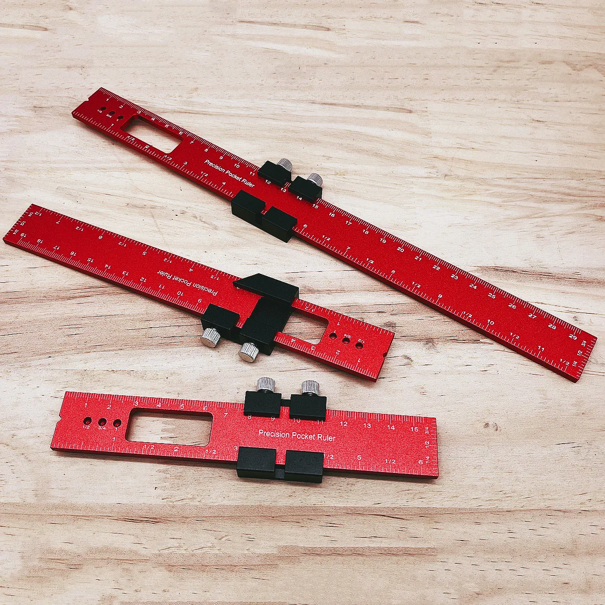 Woodworking Precision Pocket Ruler, Aluminum Alloy Adjustable Marking Rule, 45° 90° Positioning Measuring Tool for Carpentry