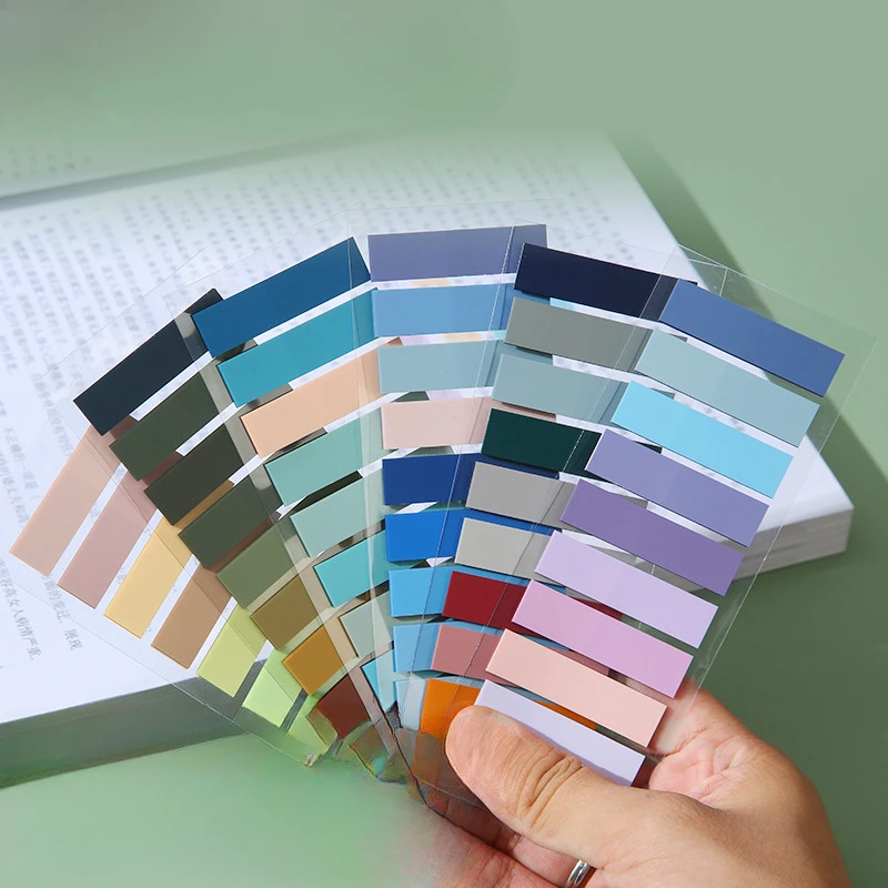 200Pcs Morandi Color Translucent PET Index Stickers Color Classify Bookmarks Stationery Memo Pad Notebook Key Mark Sticky Notes
