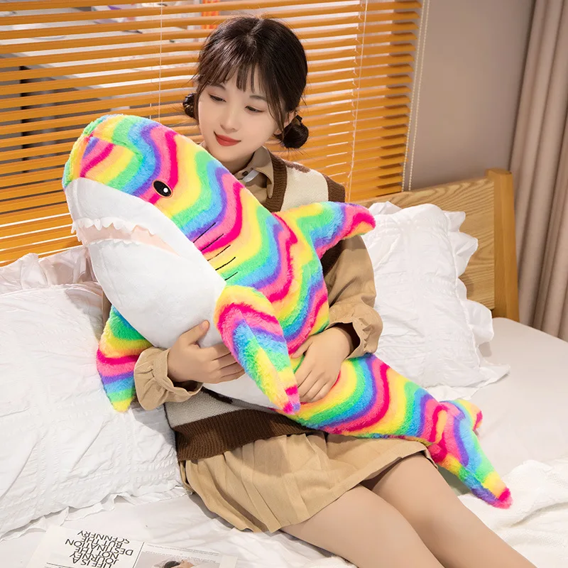 15-140cm Kawaii Shark Plush Toy Big Stuffed Animal Super Soft Colorful Doll Whale Large Long Sleeping Pillow Party Gift for Kids