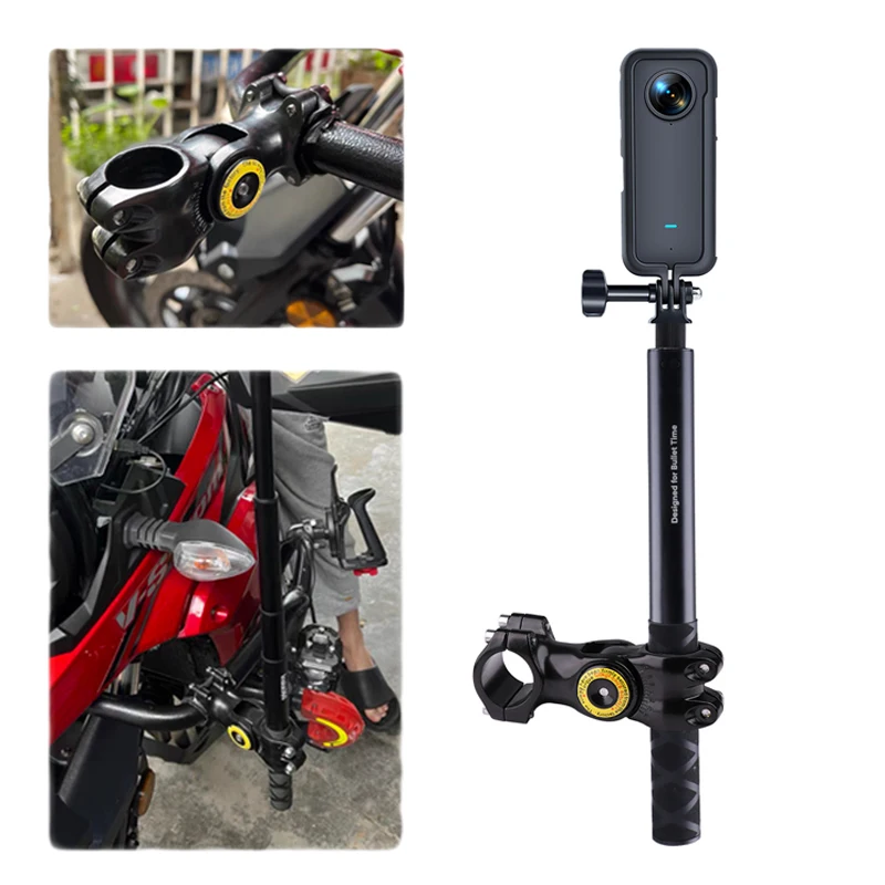 Motorcycle Bike Selfie Stick Monopod Handlebar Mount Panoramic Invisible Stand for GoPro DJI Insta360 One x2 Camera Accessories