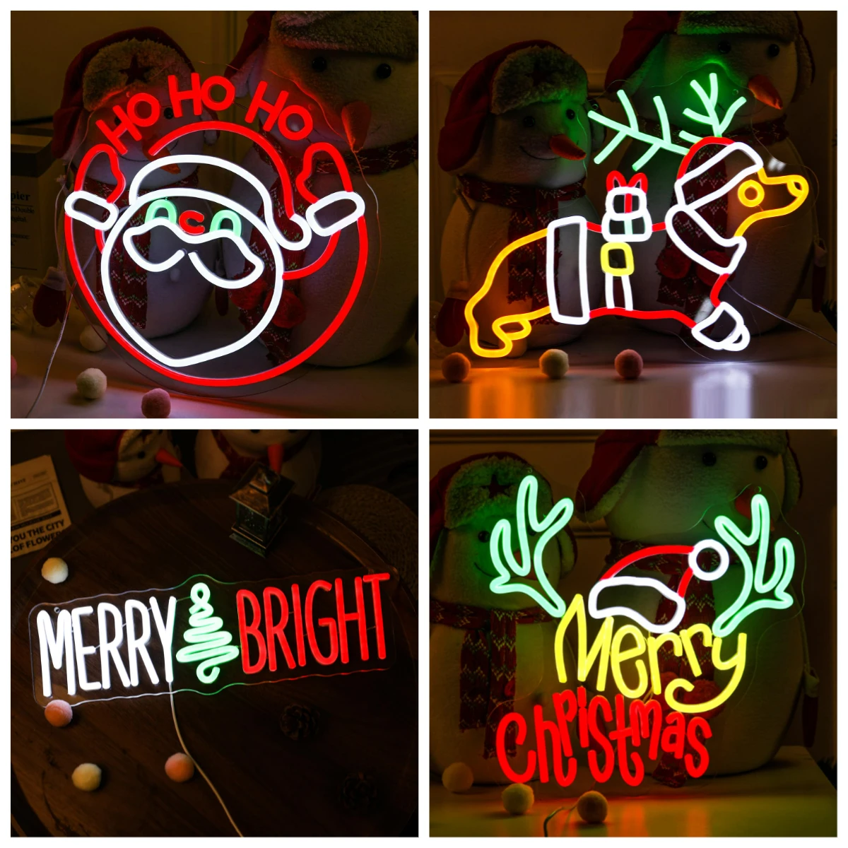 Ho Ho Ho Santa Claus Head Neon Sign Hanging LED Lamp For Bedroom Pub Club Window Display Holiday Event Party Backdrop Home Decor