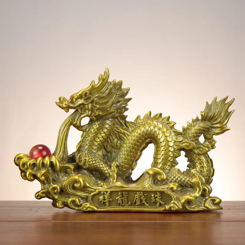 , , Divine Playing with Pearls, Copper Dragon Ornaments for Home and Shop, Auspici