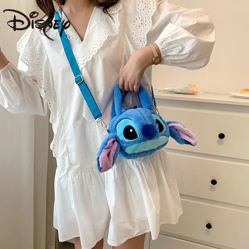 MINISO Disney Anime Lilo and Stitch Stitch Messenger Bag Girls Plush Portable Shoulder Bag Backpack Bags for Women