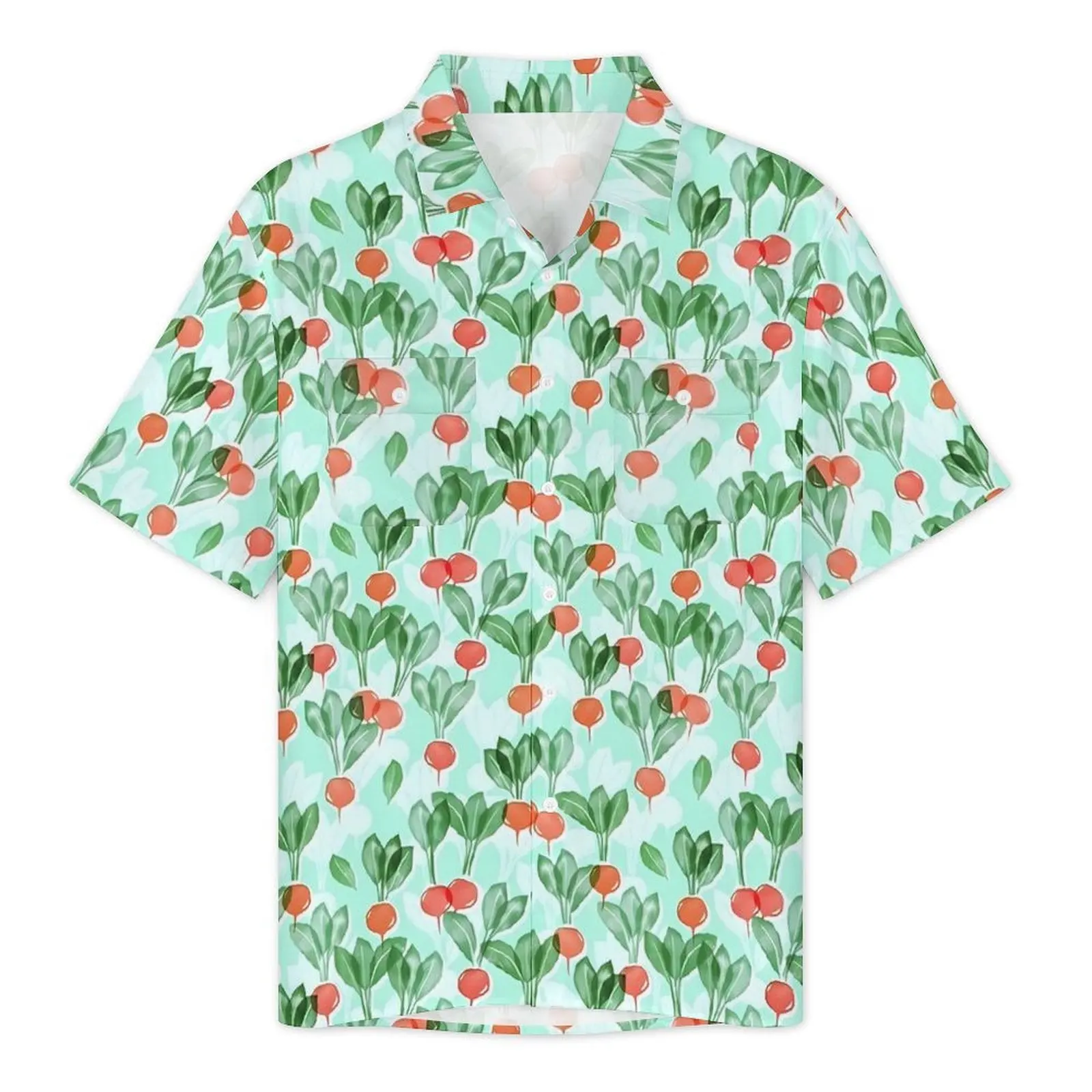 Cute Radishes Casual Shirt Vegetable Print Loose Hawaii Shirts Man Short Sleeve Vacation Streetwear Design Plus Size 5XL Blouses