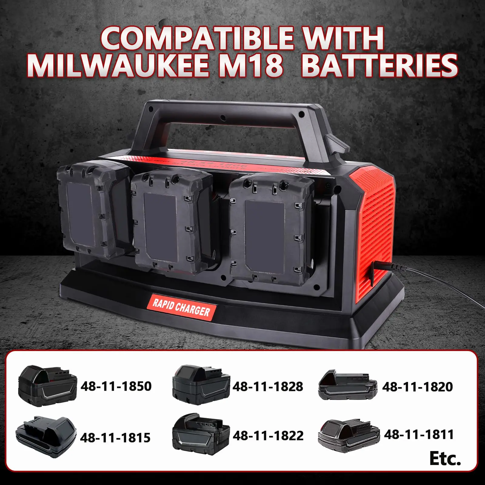 6-Ports Super Simultaneous battery Charger for Milwaukee M18 Battery Compatible with Milwaukee 14.4V- 18V Li-Ion Battery Tools