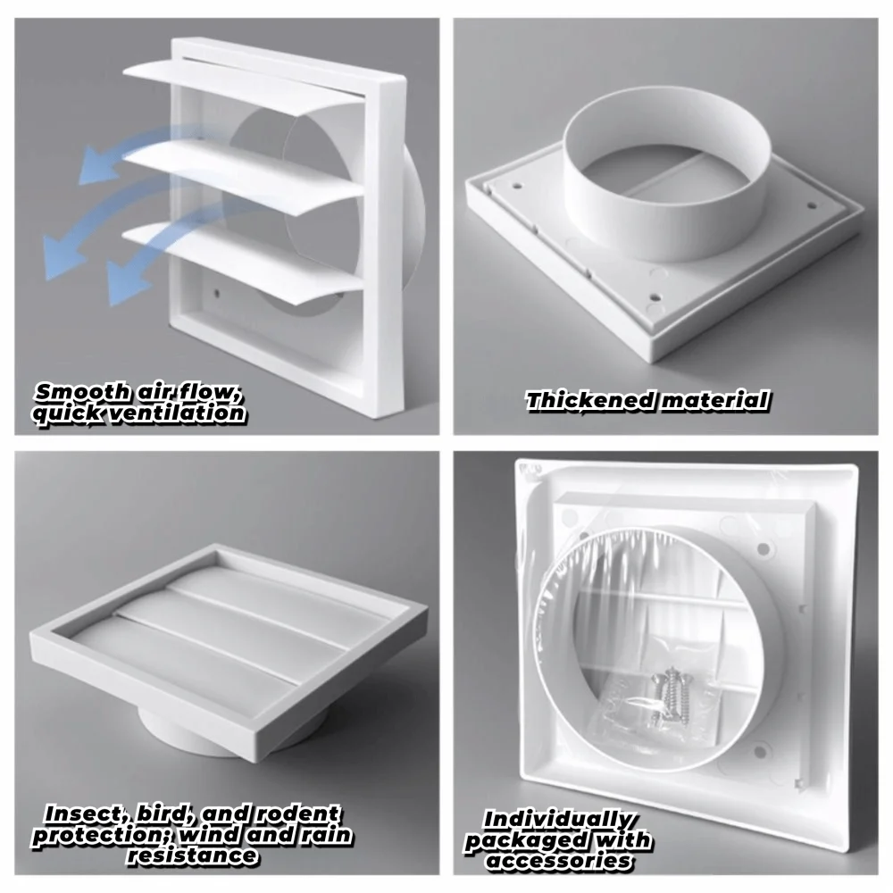 Vent Systems White Vent Cover Grille Plastic With Screen Dryer Vent Hood One-Directional Air Exhaust Grille