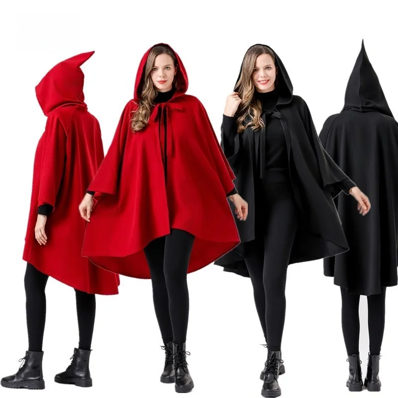 

Red Christmas Long Sleeve Cosplay Performance Robe Halloween Female Black Magician Devil Hooded Cloak Stage Costume Women's F...