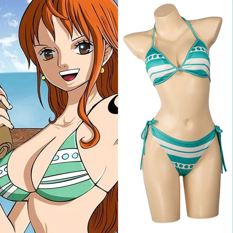 

Nami Cosplay Costumes Pirate Anime Sexy Bikini Set Swimsuit Role Play Uniform Halloween Party Dressing For Women