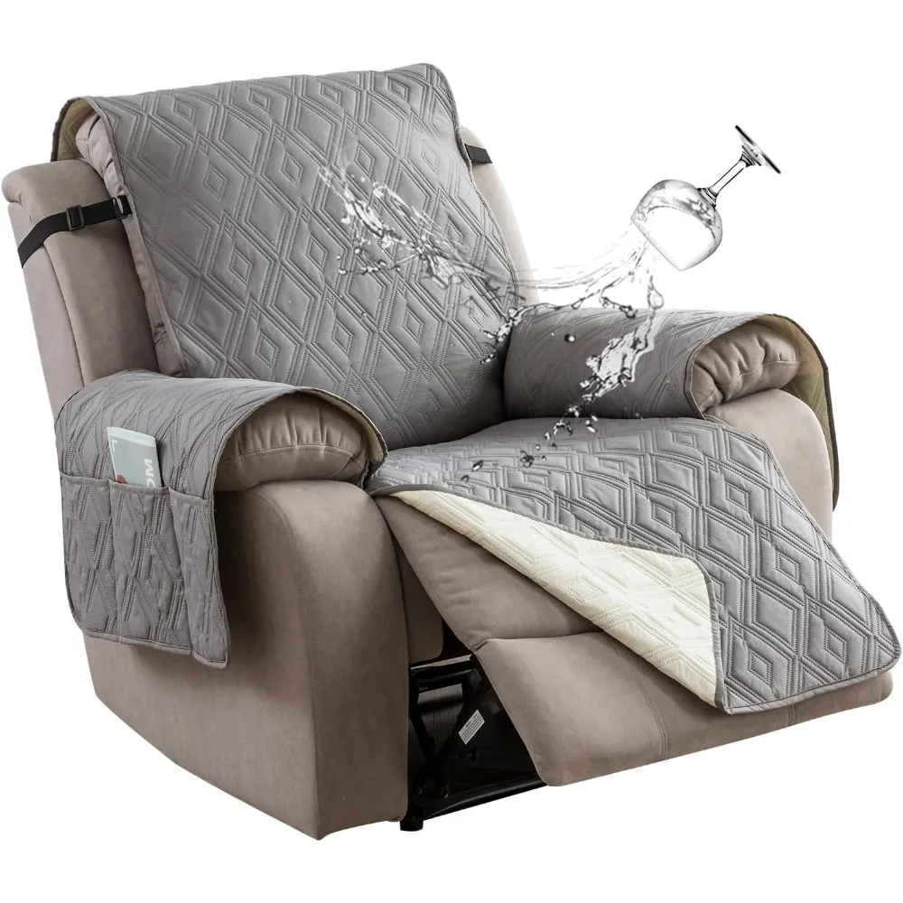 

Waterproof Recliner Chair Cover with Arms, Living Room Recliner Sofa Cover with Pocket, Washable Fabric