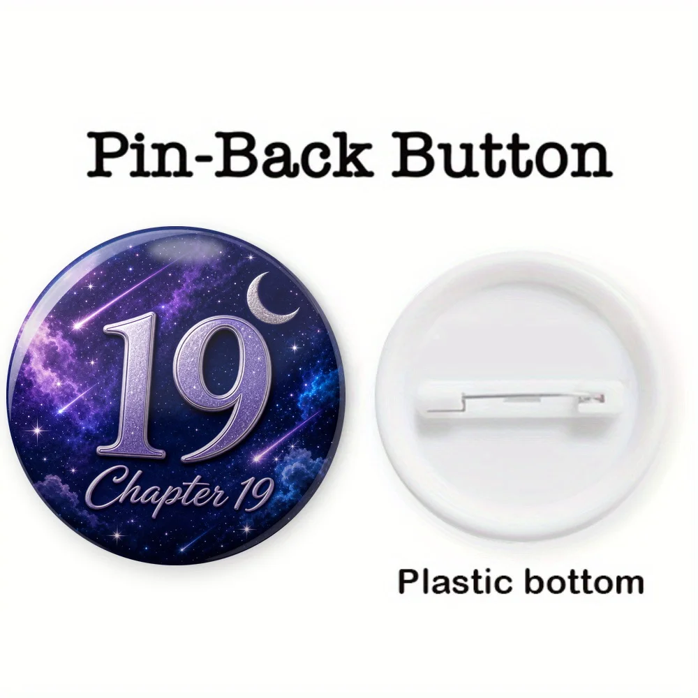 1pc, Novelty Chapter 19 Number Design Button Badge, Trendy and eye catching, Round 44mm, Perfect for backpacks, jackets, hats an