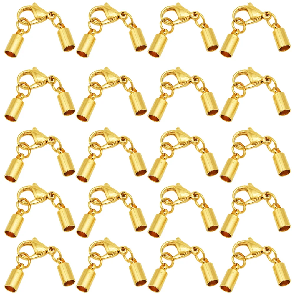 

20Pcs Jewelry Fastener Lobster Clasp Stainless Steel Durable String Connector for Necklace Bracelet 1.6mm Hole Gold