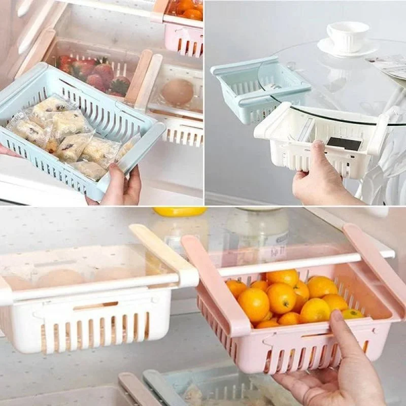 Refrigerator Retractable Plastic Storage Box Fridge Organizer Drawer Container Shelf Fruit Egg Food Trays Kitchen Accessories