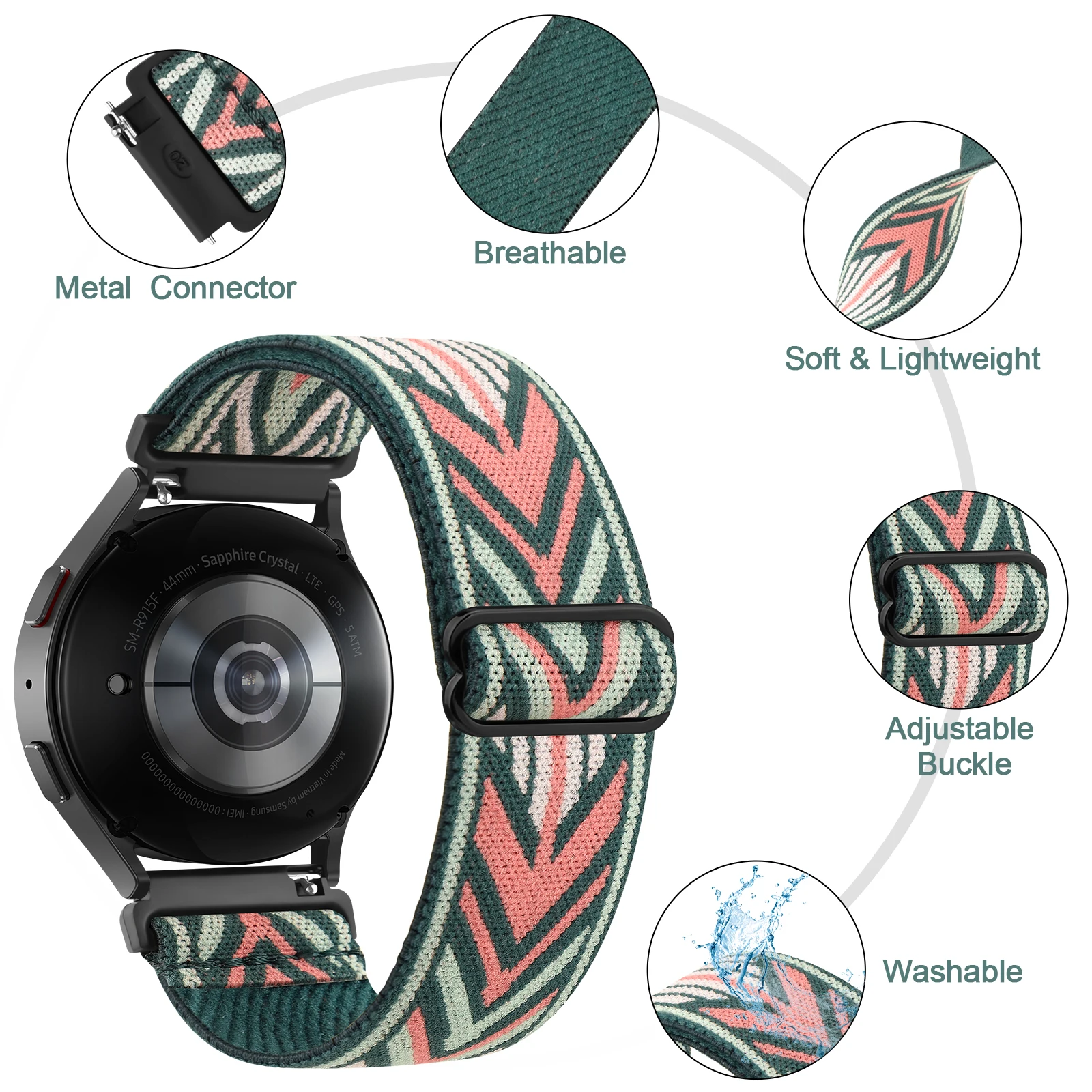 Pulseira elástica de nylon para relógio Huawei, pulseira para GT2 42mm, GT3 42mm, Honor ES Band, Magic Watch 2 42mm, pulseira