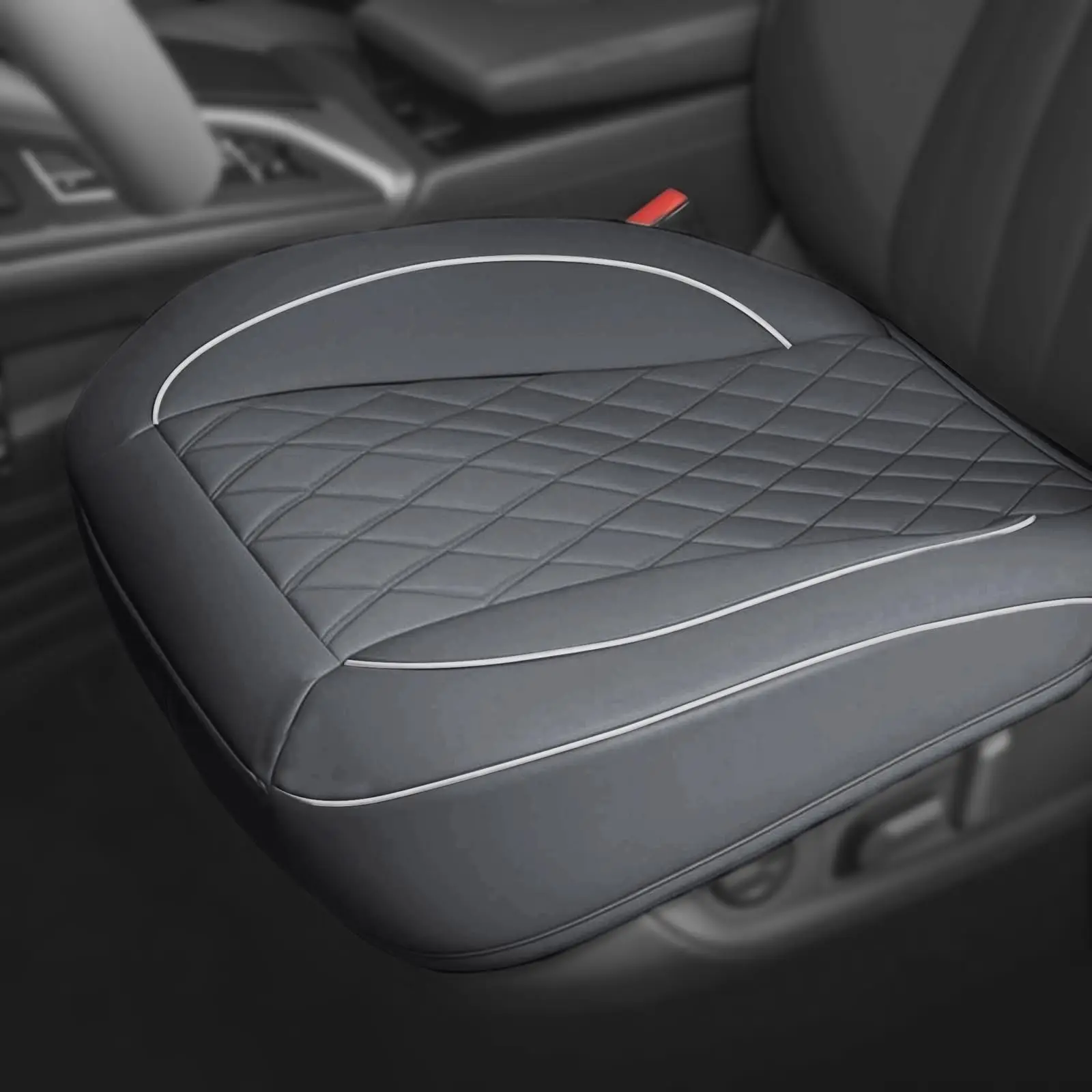 AUTOKING 1Pcs PU Leather Car Seat Cushion 1 Front Seat Car Seat Covers Anti-slip And Full Wrap Driver Car Seat Protectors Fit