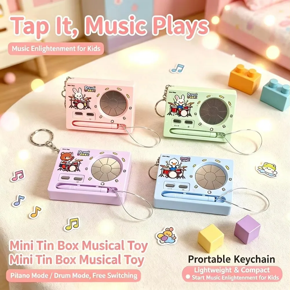 Electronic Drum Keychain Recording Function Mini Piano Music Sound Toy Playable Bag Hanging Decompression Toy