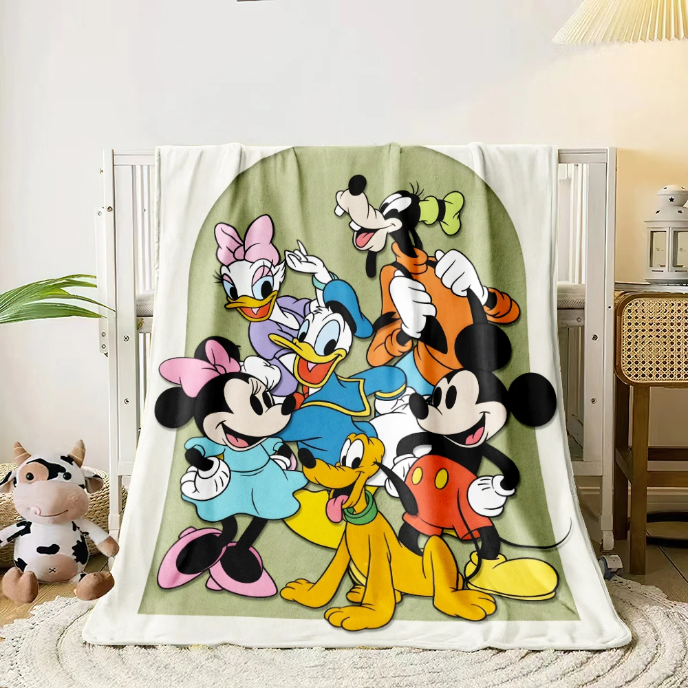 MINISO mickey Cartoon Art Print Blanket.Warm and Comfortable Flannel,Bedroom,Sofa,Bed,Chair,Gift,Picnics,Trip, Camp,Blankets.