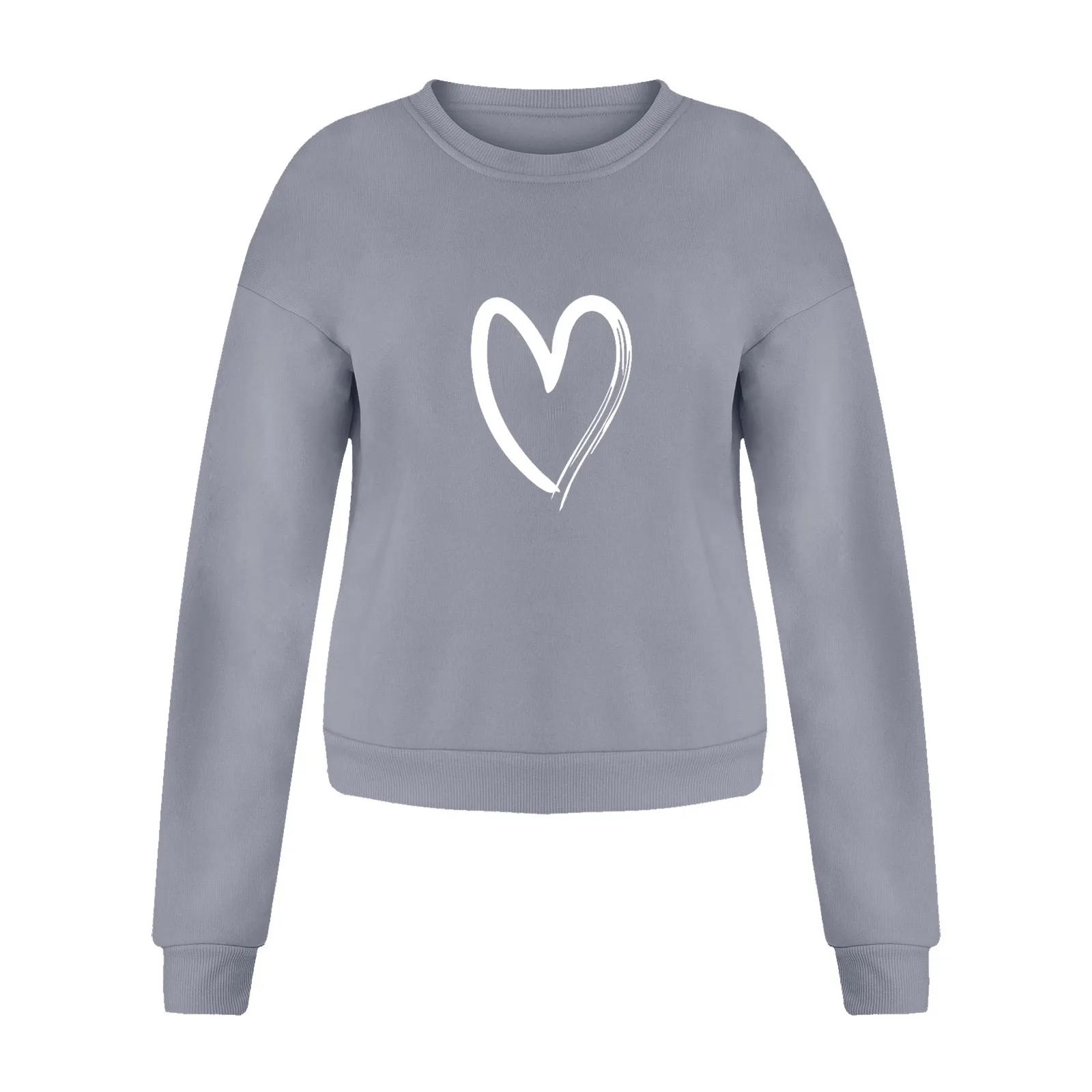 2024 New Fashion Women Hoodies Oversized Long Sleeve Heart Print Sweatshirt Pullover Blouse Autumn Sweater Clothes