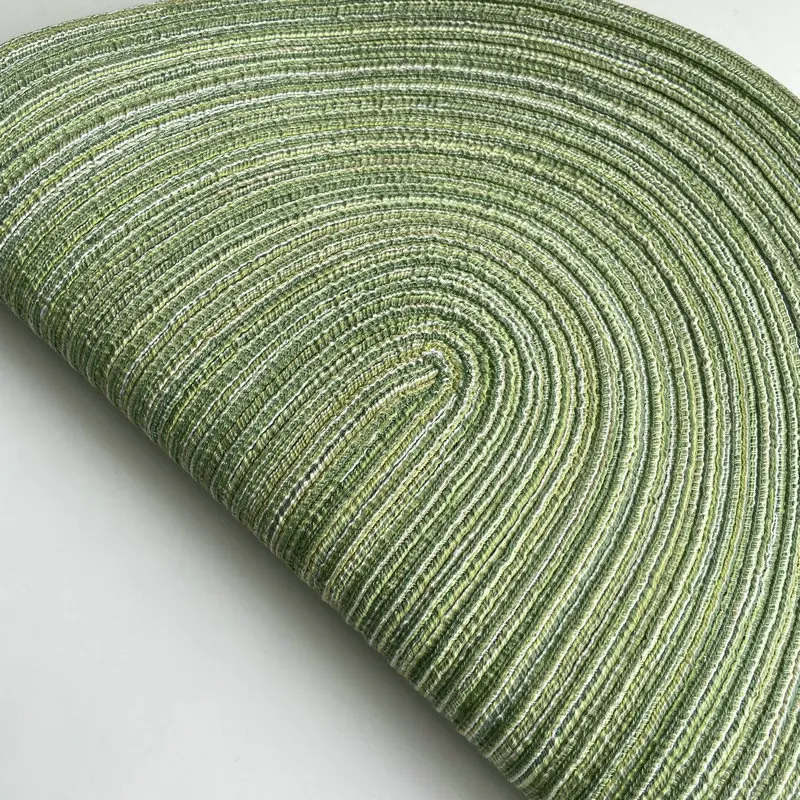 1/4/6PCS Green Oval Cotton Braided Table Place Mats Non-Slip Dining Table Coasters Big Kitchen Gift Set