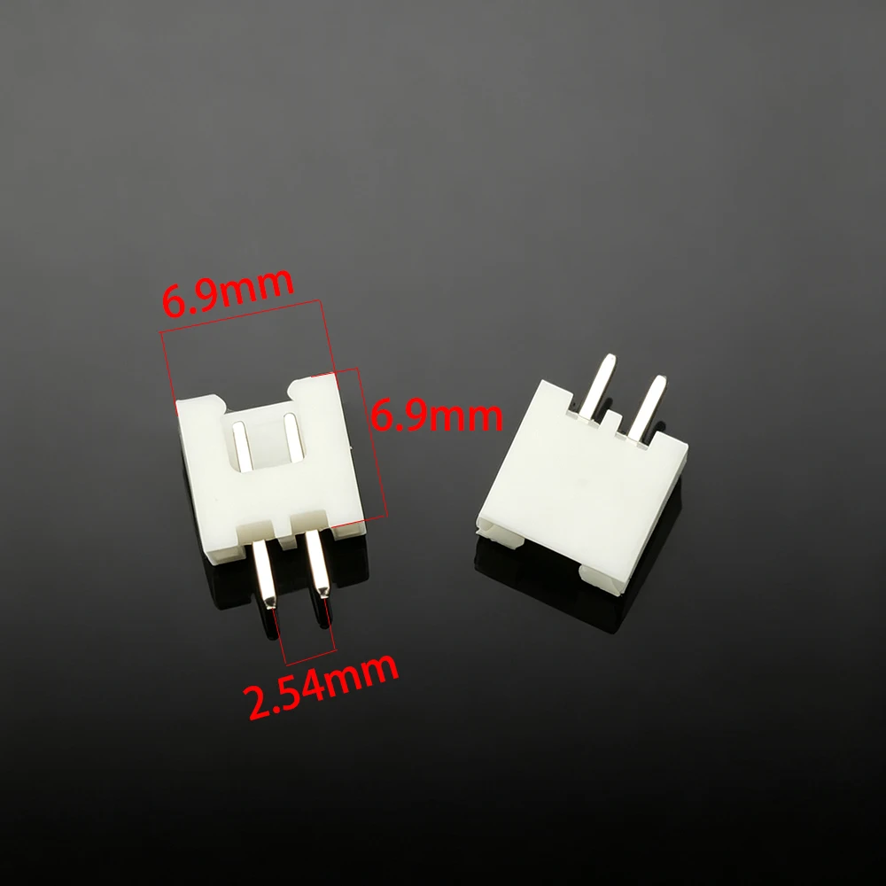 2000Pcs White JST XH2.54 2 Pin Male Plug Wire Connector XH2.54 2P