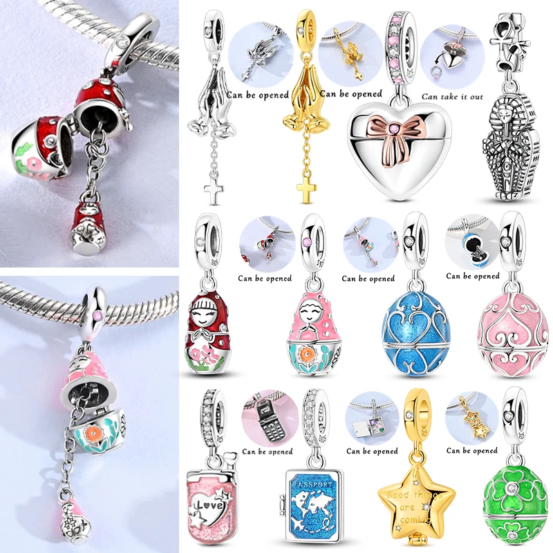 

2026 925 Sterling Silver Charm Pendant Bead Polka Dot Nesting Doll Lucky Star Charm Fit Original Bracelet DIY Women Jewelry Gift