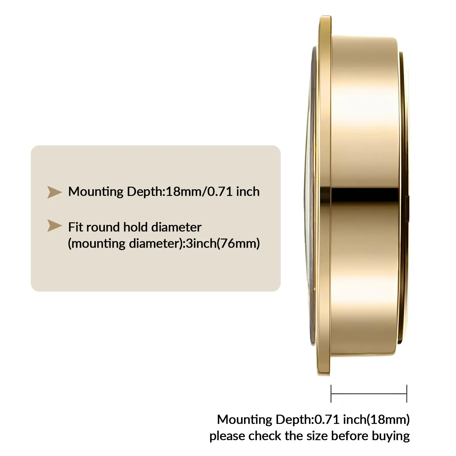 80mm Mini Quartz Clock Insert Battery Operated Metal Gold Rim Repair Parts