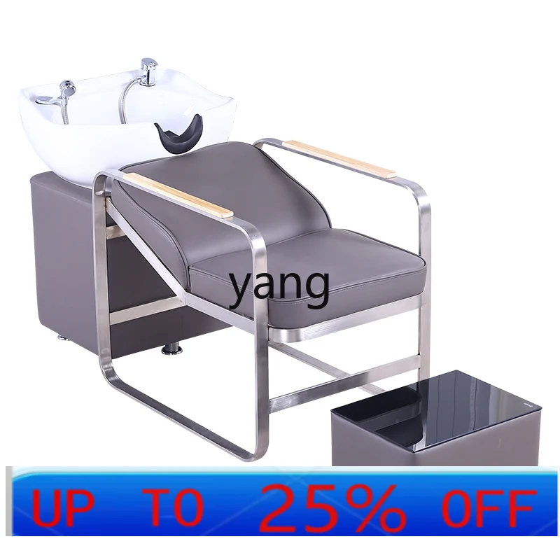 LMM  Hair Saloon Dedicated Flushing Bed Ceramic Basin Salon Hair Salon Lying Flat Hair-Washing Chair