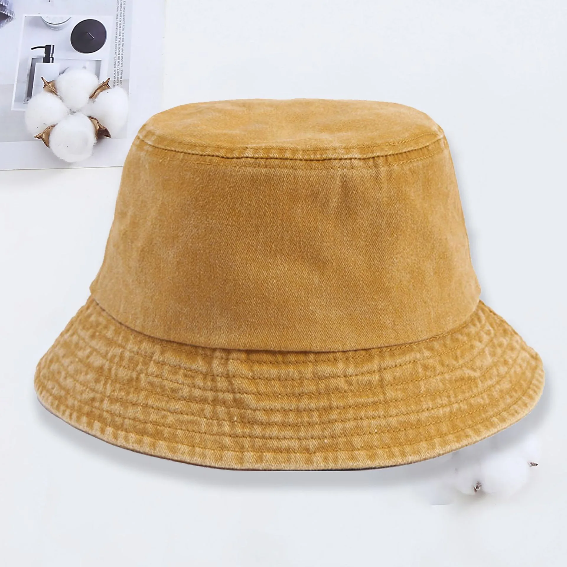 Custom logo Denim Bucket Hat Fashion Washed Denim Cap Design Men Panama Hats Women Outdoor Casual Sunscreen Visor Fisherman Caps view 5