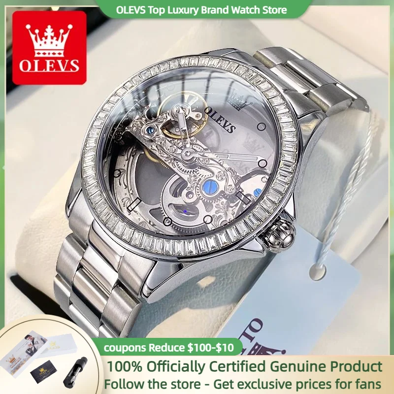 OLEVS 6699 Luxury Hollow Ladies Mechanical Watch Brand Original Waterproof Watch Elegant Diamond Women All Automatic Watch Gift