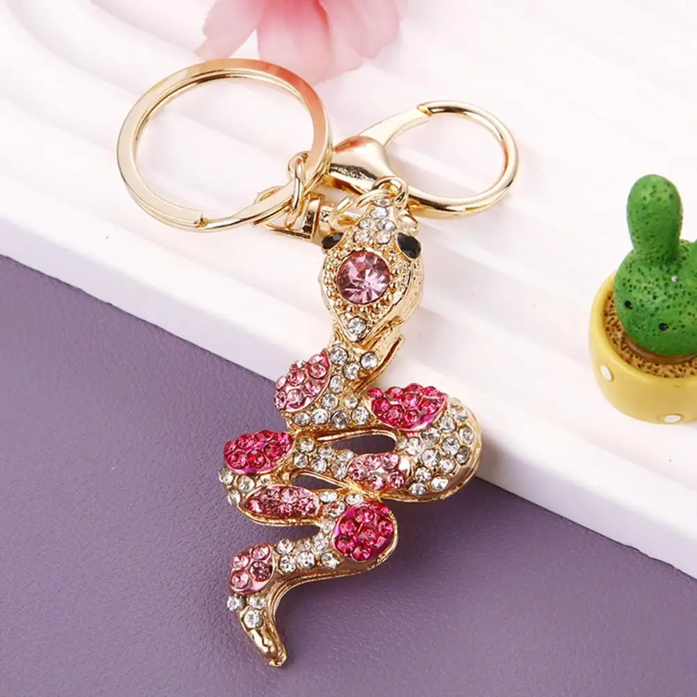 Keychain Shiny Rhinestones Snake Shape Key Ring Decorative Car Key Holder Bag Luggage Key Chain Accessories