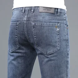 Pantalones vaqueros elásticos para hombre, Jeans transpirables, cómodos, ajustados, informales, de Color sólido, para primavera y otoño, 28-36, 2023