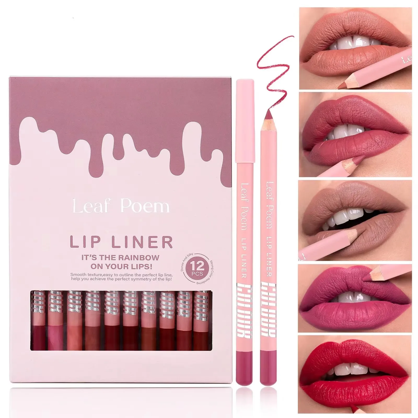 12 pz Lip Liner Matita Set Opaco Nude Contorno Lipliner Matita Rossetto Impermeabile di Lunga Durata Rossetto Penna Lip Tint Cosmetici