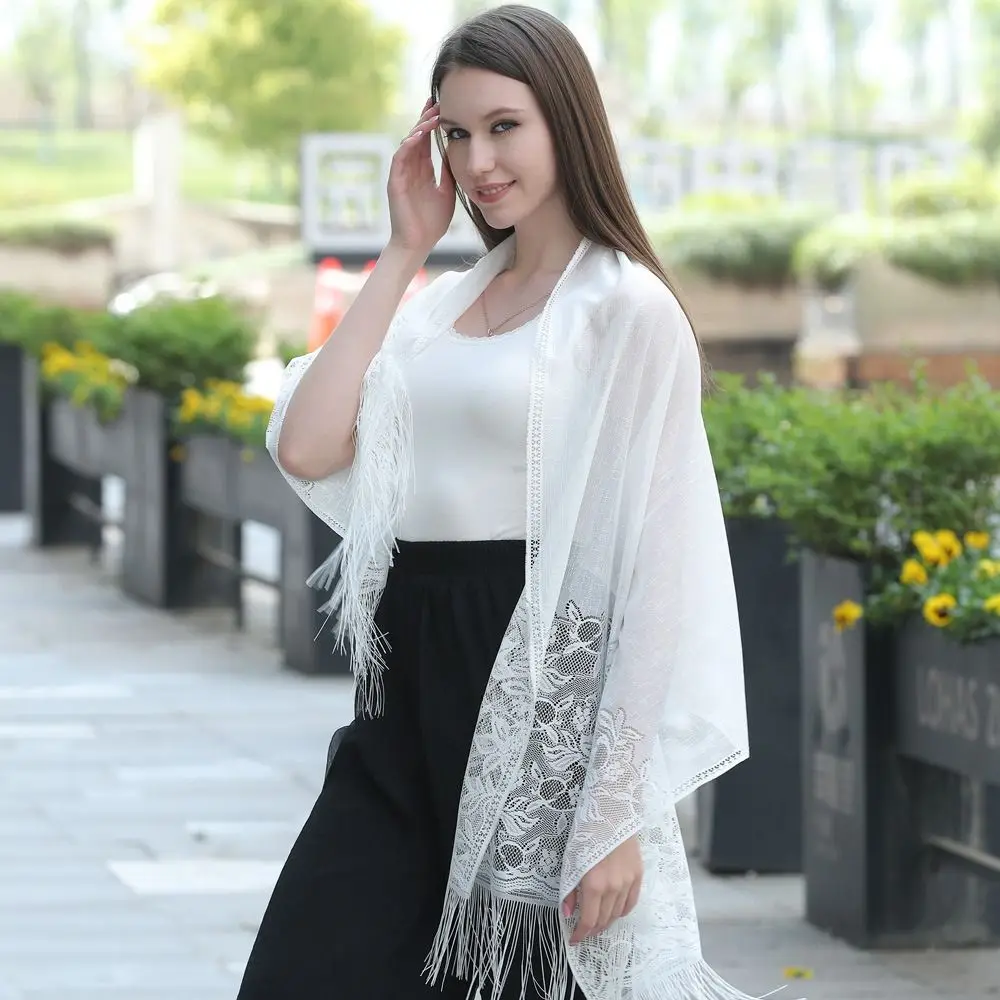 Elegant Dress Shawl Sunscreen Shawl For Female Wraps Hair Scarves Cheongsam Shawl Beach Yarn Women Scarf Lace Scarf Bride Shawl