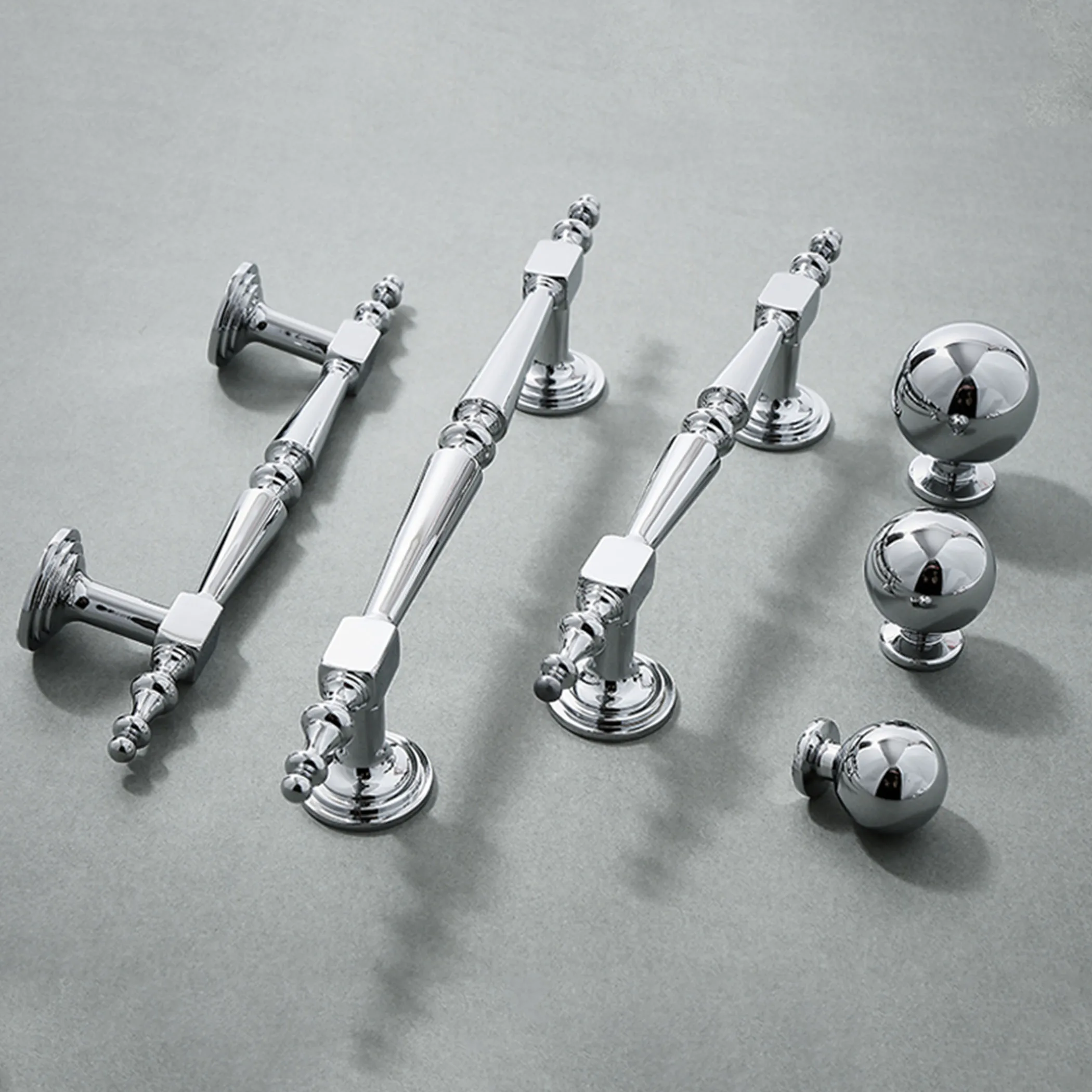 Bright Chrome Handles for Cabinets and Drawers Round Ball Closet Dresser Knobs Luxury Wardrobe Pulls Brass Furniture Hardware