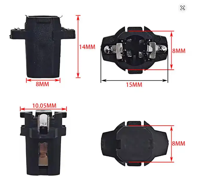 100Pcs Twist Lock B8.3 B8.3D Plug and Play Bulb Holder Sockets Auto Wedge Dashboard Indicator Instrument Light