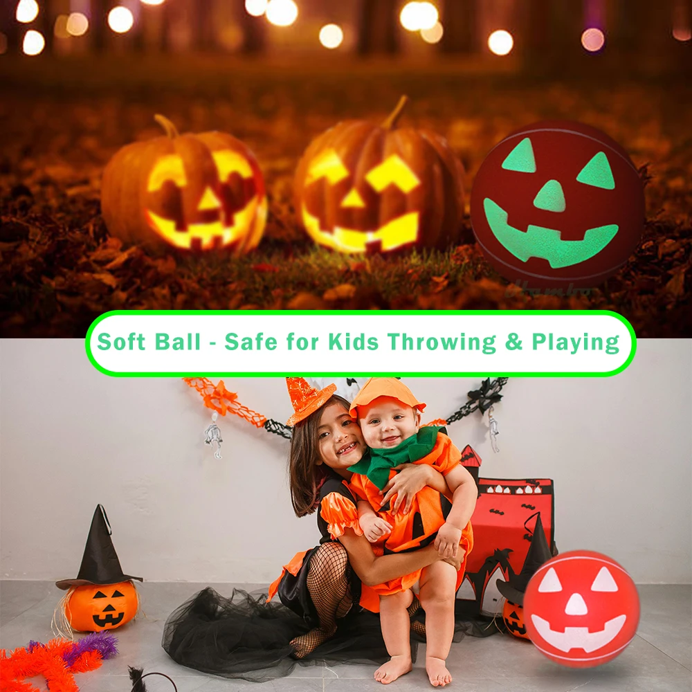 كرة الهالوين الانارة مقاس 3 تمتص الضوء يتوهج في كرة اليقطين الصامتة الناعمة الداكنة للمهرجانات لعبة كرة إسفنجية كذاب