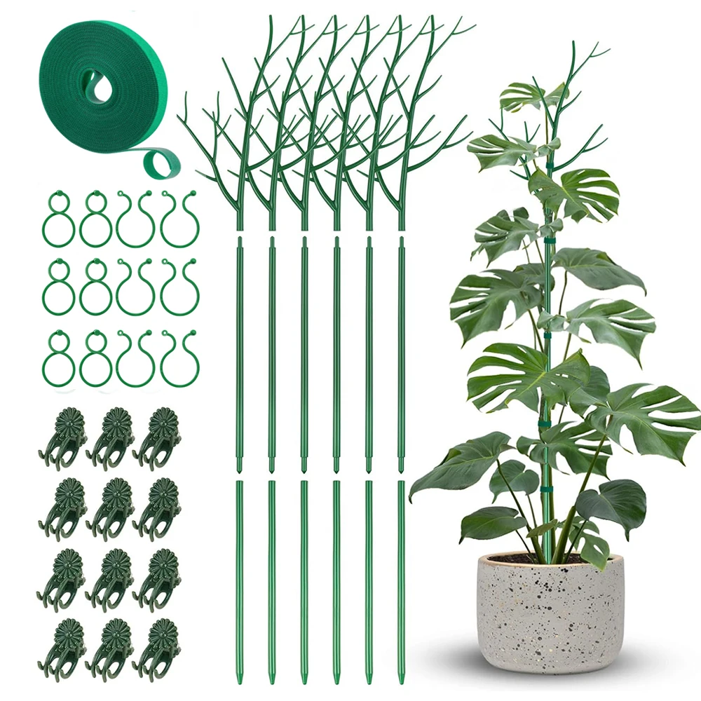 2/4/6Pcs Twig Plant Support Bracket Tree Branch Plants Stakes Detachable Orchid Clip Trellis for Garden Potted Flower Moss Pole