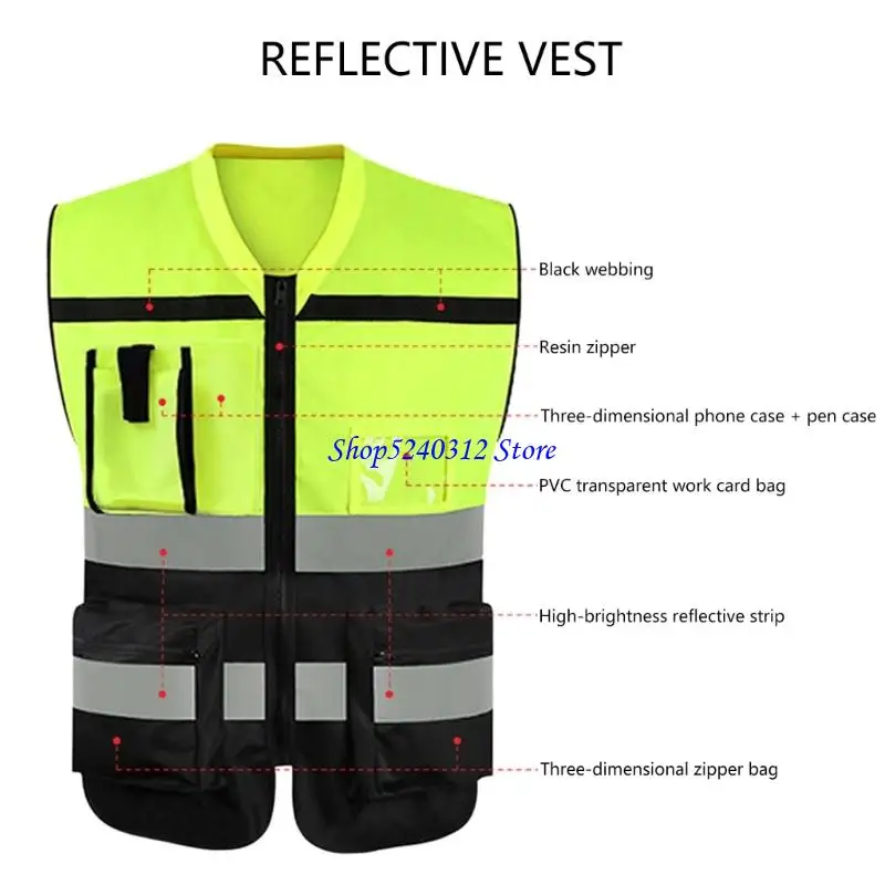 634C High Visibility Safety Vests Construction Vest with Reflective Strips Mesh Vest