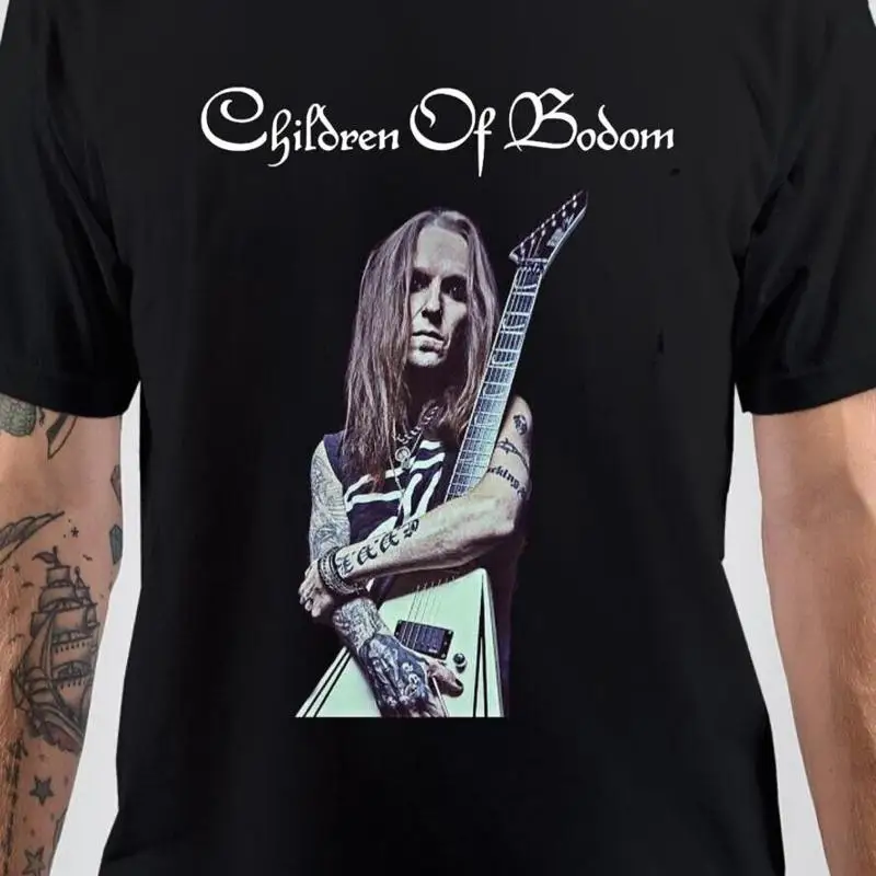 

Мужская хлопковая черная футболка Vtg Children Of Bodom Band In569