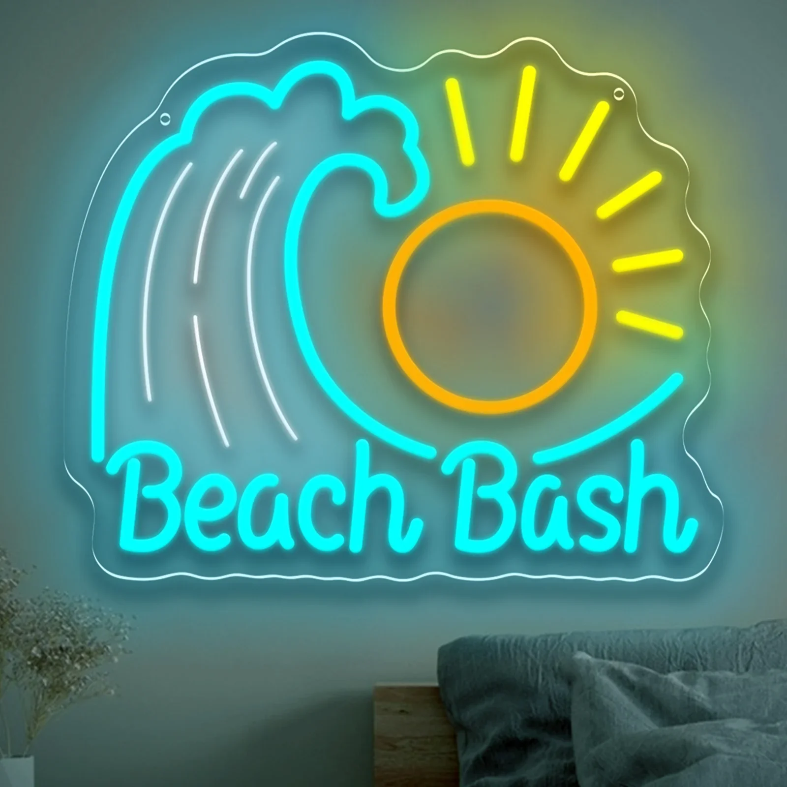 ビーチバッシュ-ネオンライトサイン-usb調光式ledネオンサイン-寝室-リビングルーム-クラブ-バー-マンケイブ-パーティーギフト-壁飾り