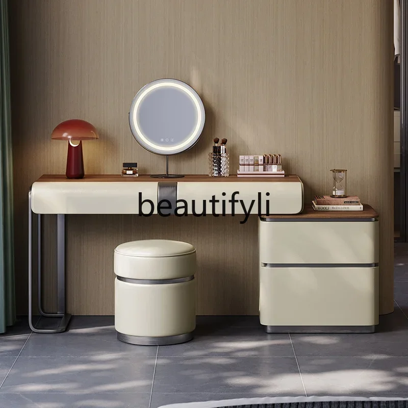 

NQ09Simple makeup table custom fashion modern designer light luxury walnut bedside table integrated dresser