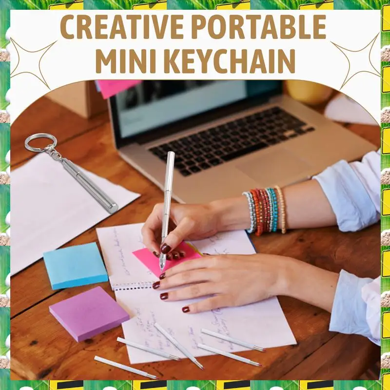 3C Electron Portable Key Ring Stainless Steel Telescopic Pen Telescoping Ballpoint Pen Keychain Tool For Outdoor Travel,Portable