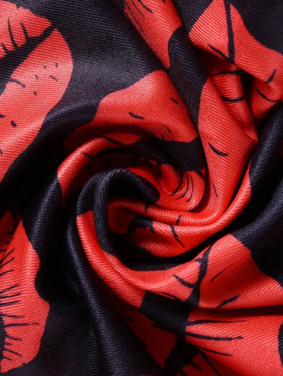 Mens Red And Black Lips Print Boxer Briefs