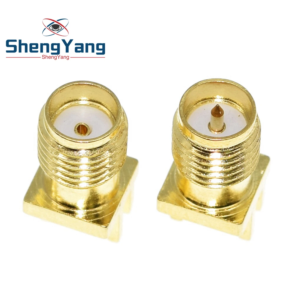 TZT 10Pcs 1.6mm SMA Female / Male Jack Solder Nut Edge PCB Clip Straight Mount Gold Plated RF Connector Receptacle Solder