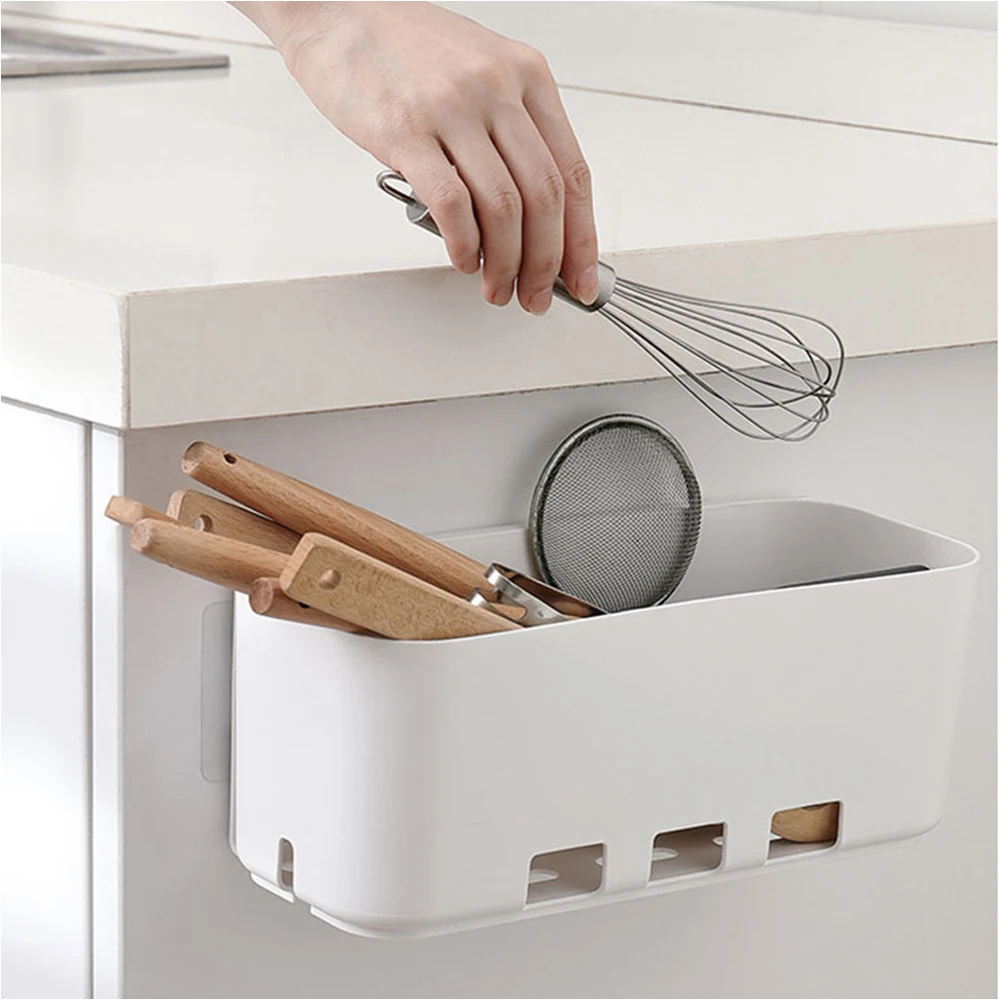 Kitchen Drawer Shelf Rack Wall-mounted No Punching Cabinet Push-pull Box For Seasoning Hanging Storage Basket Multifunctional