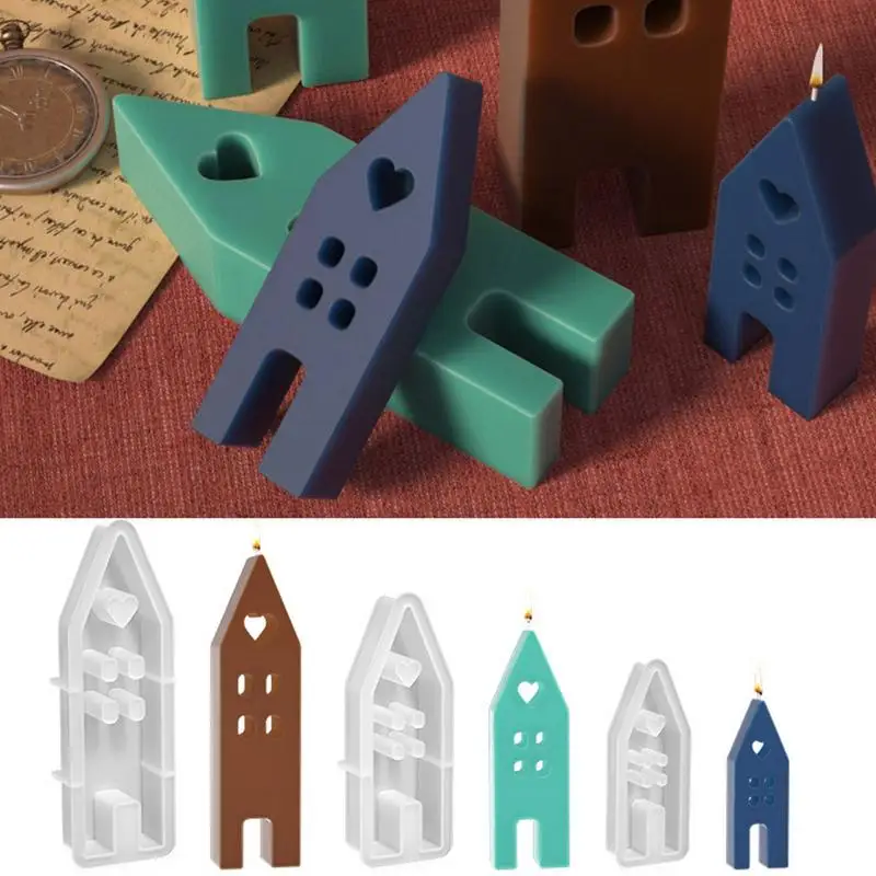 New 2024 House Candle Mold DIY Villa House Candle Making Tool silicone Molds Christmas House Decoration Handmade Gift